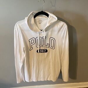 Polo by Ralph Lauren White Hoodie with Navy Logo
